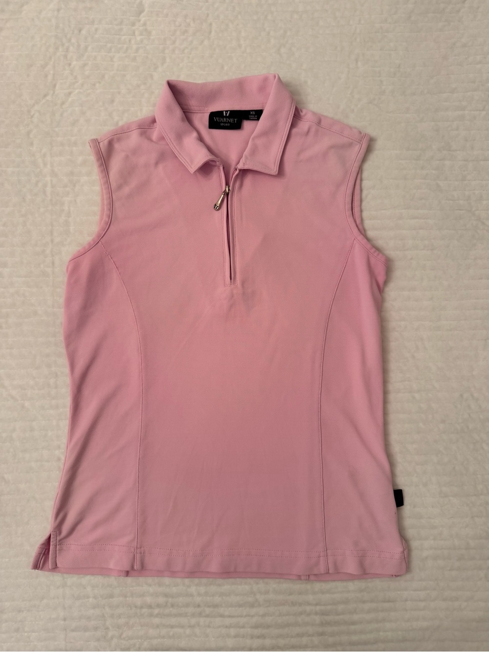Vuarnet Sleeveless Zip Polo Top in Light Pink